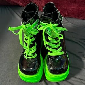 Green and black Demonia platforms